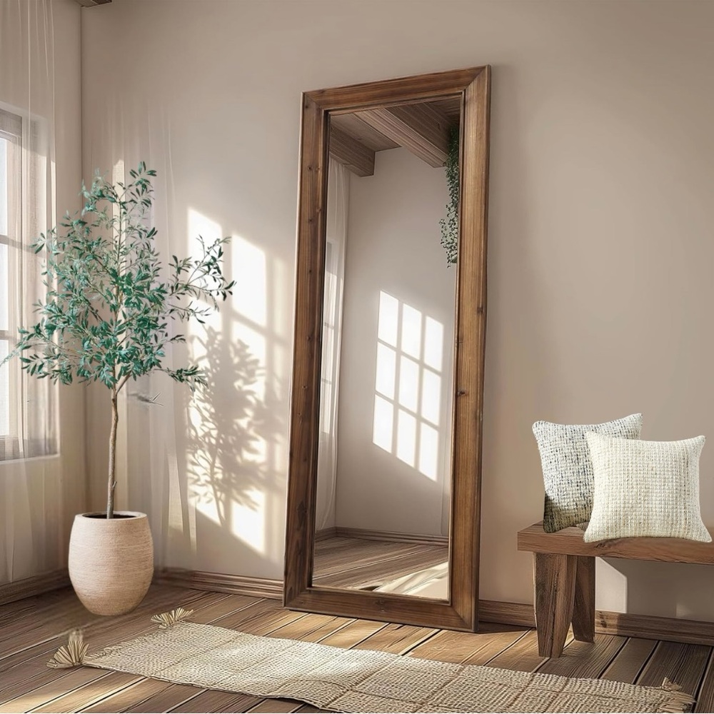 NEW Pottery Barn Wood Frame Full Length Mirror Free Standing Wall Hung 64" x 20" - Picture 2 of 7